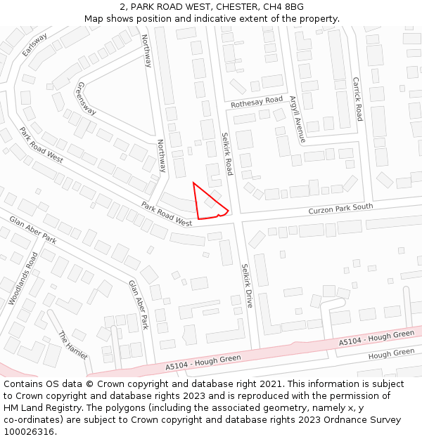 2, PARK ROAD WEST, CHESTER, CH4 8BG: Location map and indicative extent of plot