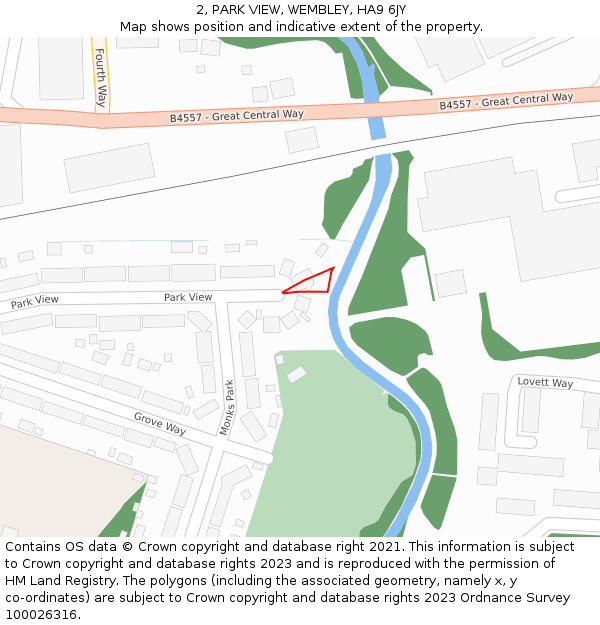 2, PARK VIEW, WEMBLEY, HA9 6JY: Location map and indicative extent of plot