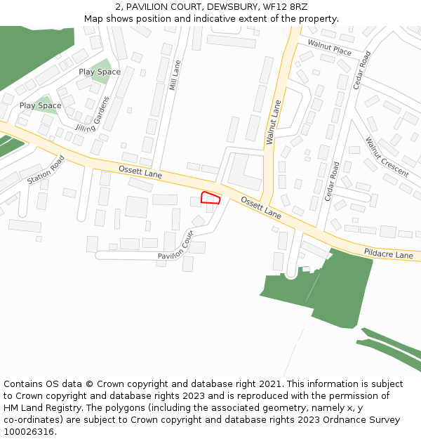 2, PAVILION COURT, DEWSBURY, WF12 8RZ: Location map and indicative extent of plot
