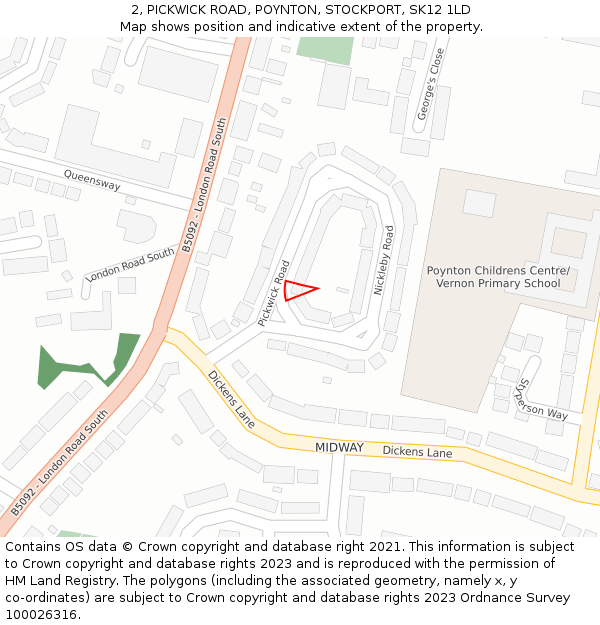 2, PICKWICK ROAD, POYNTON, STOCKPORT, SK12 1LD: Location map and indicative extent of plot