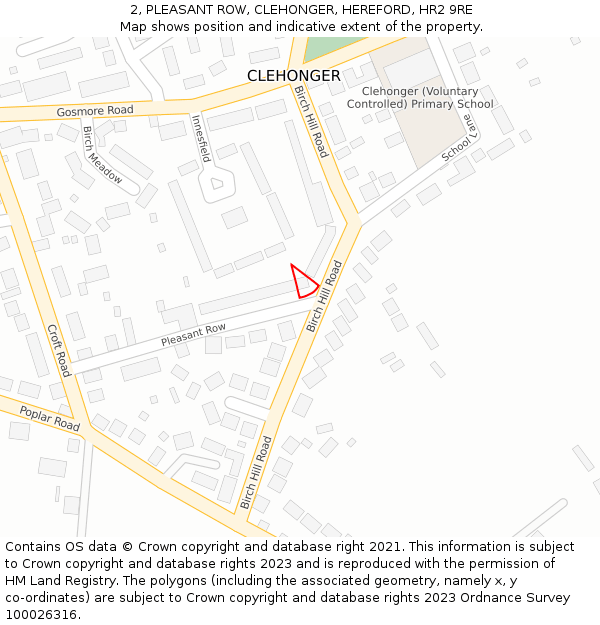 2, PLEASANT ROW, CLEHONGER, HEREFORD, HR2 9RE: Location map and indicative extent of plot