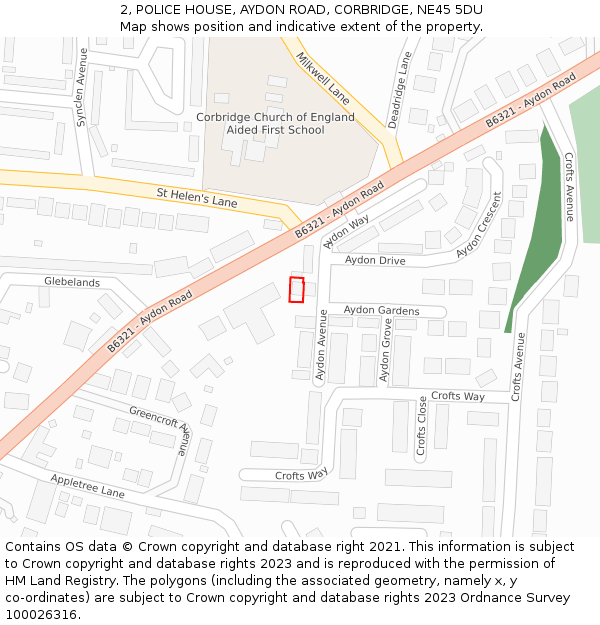 2, POLICE HOUSE, AYDON ROAD, CORBRIDGE, NE45 5DU: Location map and indicative extent of plot