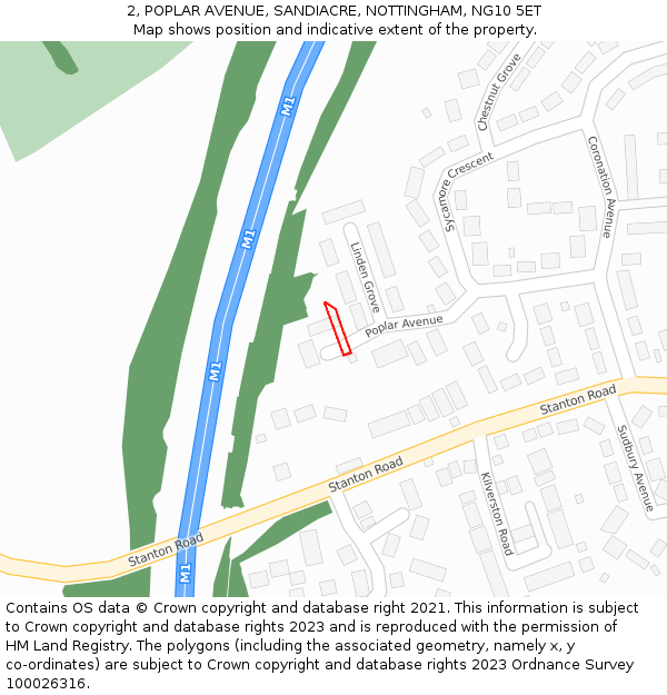 2, POPLAR AVENUE, SANDIACRE, NOTTINGHAM, NG10 5ET: Location map and indicative extent of plot