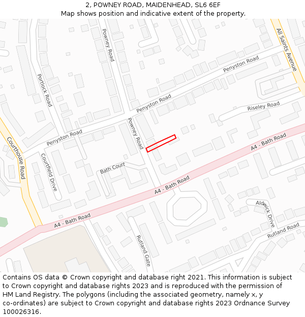 2, POWNEY ROAD, MAIDENHEAD, SL6 6EF: Location map and indicative extent of plot