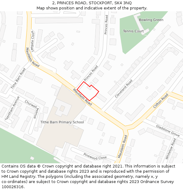 2, PRINCES ROAD, STOCKPORT, SK4 3NQ: Location map and indicative extent of plot