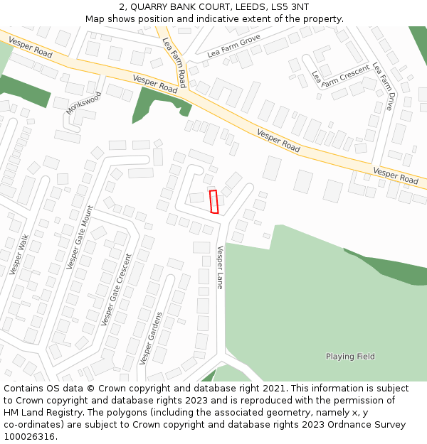 2, QUARRY BANK COURT, LEEDS, LS5 3NT: Location map and indicative extent of plot