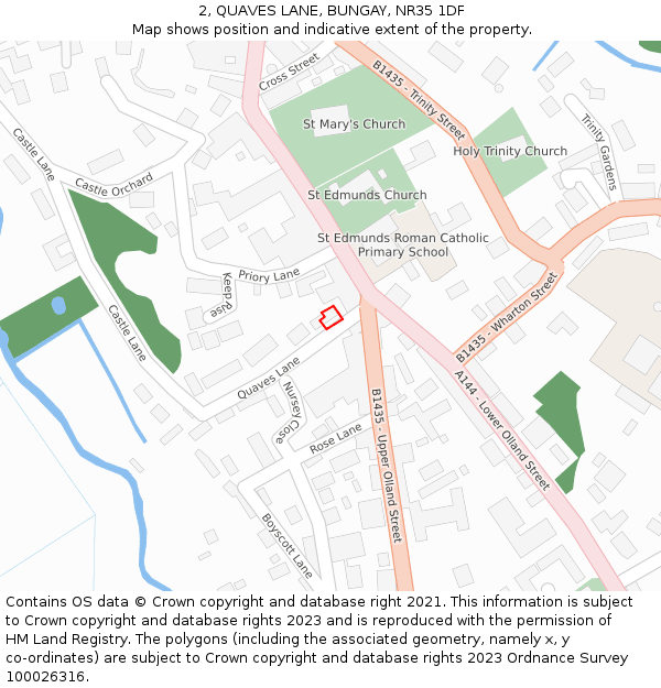 2, QUAVES LANE, BUNGAY, NR35 1DF: Location map and indicative extent of plot