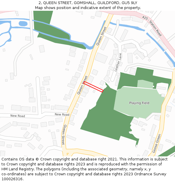 2, QUEEN STREET, GOMSHALL, GUILDFORD, GU5 9LY: Location map and indicative extent of plot