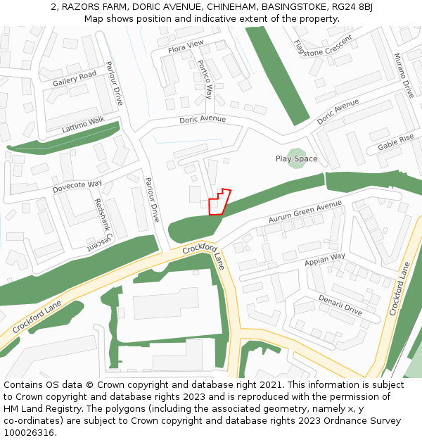 2, RAZORS FARM, DORIC AVENUE, CHINEHAM, BASINGSTOKE, RG24 8BJ: Location map and indicative extent of plot