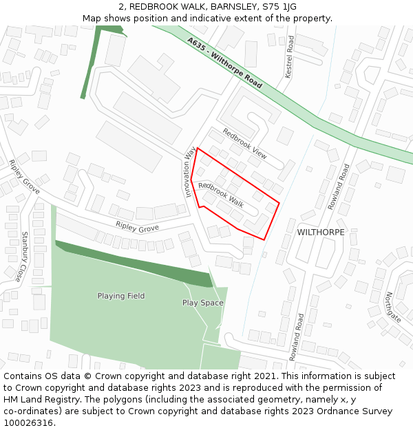 2, REDBROOK WALK, BARNSLEY, S75 1JG: Location map and indicative extent of plot