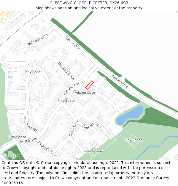 2, REDWING CLOSE, BICESTER, OX26 6SR: Location map and indicative extent of plot