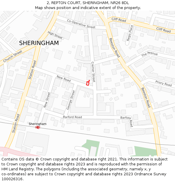 2, REPTON COURT, SHERINGHAM, NR26 8DL: Location map and indicative extent of plot
