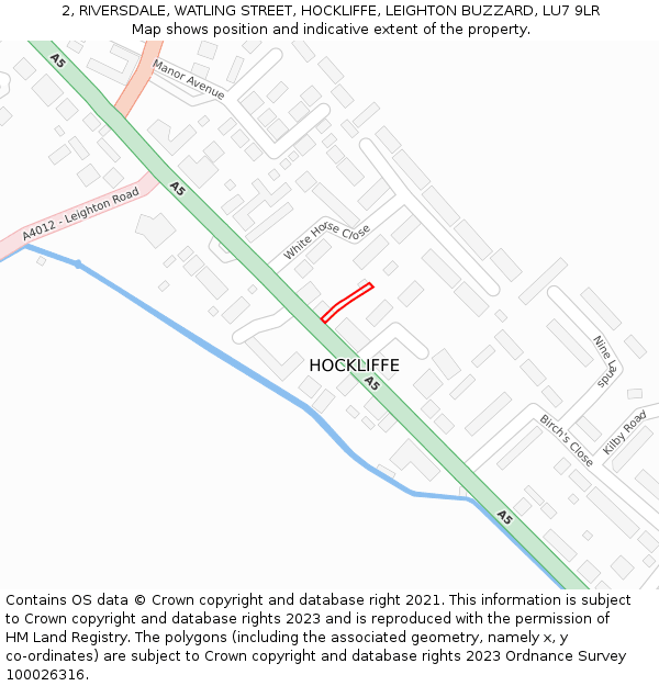 2, RIVERSDALE, WATLING STREET, HOCKLIFFE, LEIGHTON BUZZARD, LU7 9LR: Location map and indicative extent of plot