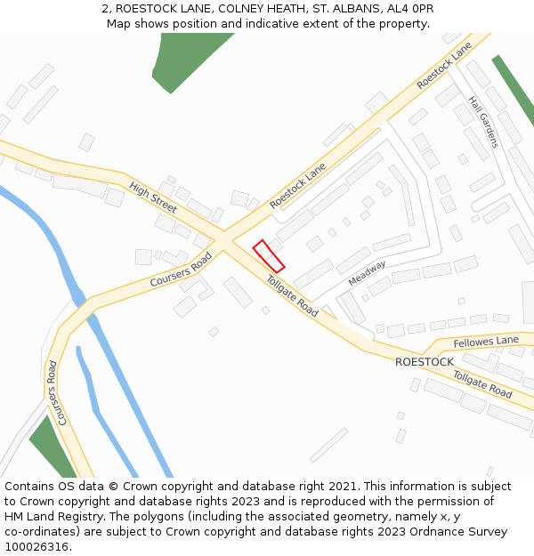 2, ROESTOCK LANE, COLNEY HEATH, ST. ALBANS, AL4 0PR: Location map and indicative extent of plot