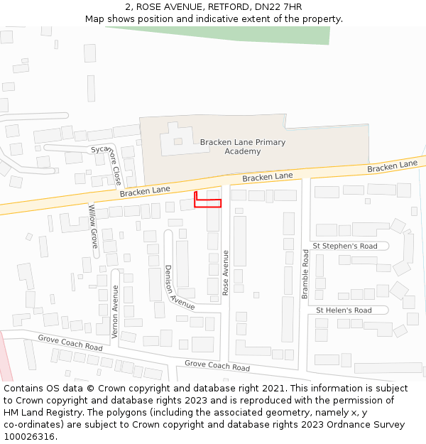 2, ROSE AVENUE, RETFORD, DN22 7HR: Location map and indicative extent of plot