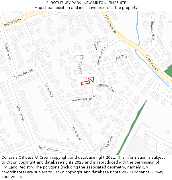2, ROTHBURY PARK, NEW MILTON, BH25 6TR: Location map and indicative extent of plot