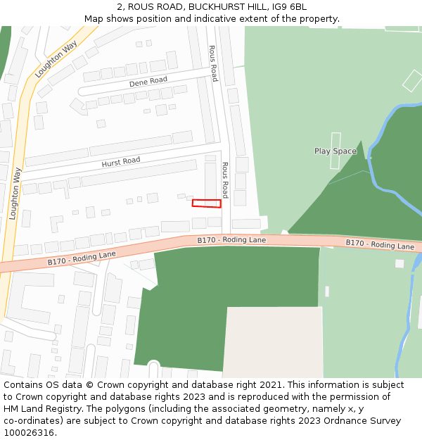 2, ROUS ROAD, BUCKHURST HILL, IG9 6BL: Location map and indicative extent of plot
