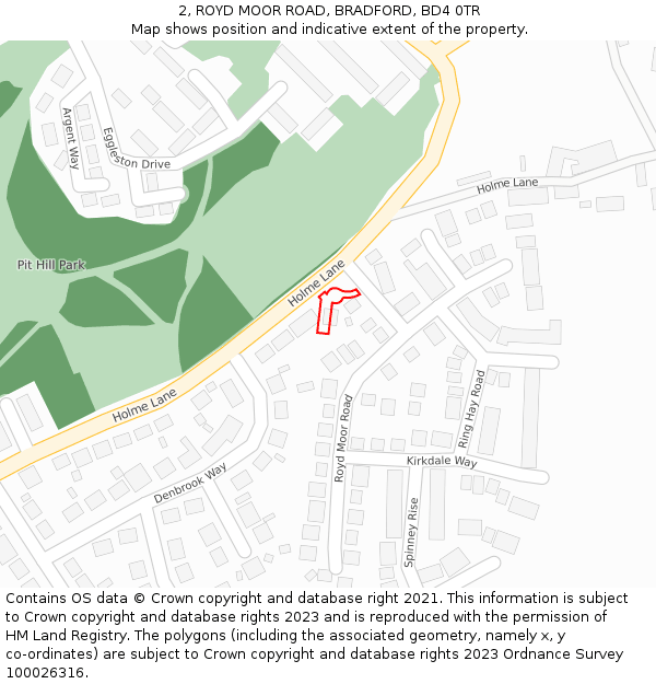 2, ROYD MOOR ROAD, BRADFORD, BD4 0TR: Location map and indicative extent of plot