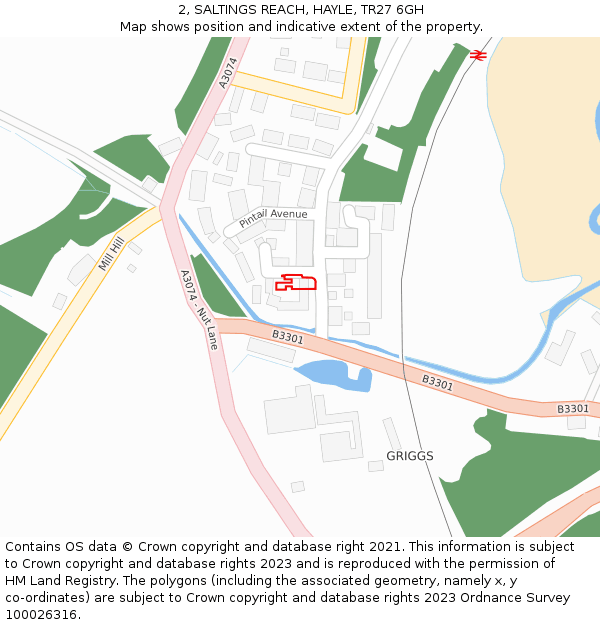 2, SALTINGS REACH, HAYLE, TR27 6GH: Location map and indicative extent of plot