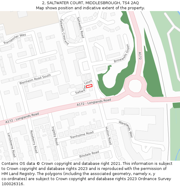 2, SALTWATER COURT, MIDDLESBROUGH, TS4 2AQ: Location map and indicative extent of plot