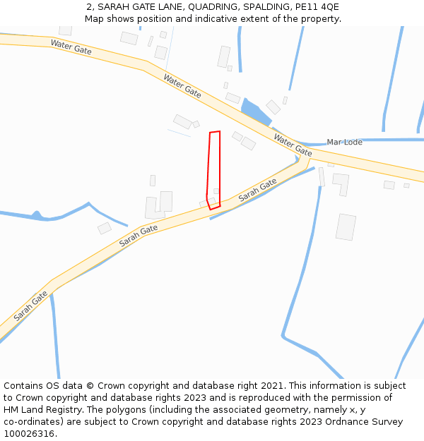 2, SARAH GATE LANE, QUADRING, SPALDING, PE11 4QE: Location map and indicative extent of plot
