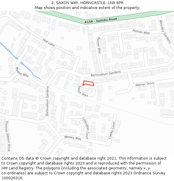 2, SAXON WAY, HORNCASTLE, LN9 6PR: Location map and indicative extent of plot