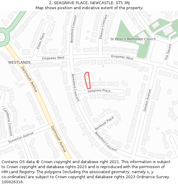 2, SEAGRAVE PLACE, NEWCASTLE, ST5 3RJ: Location map and indicative extent of plot