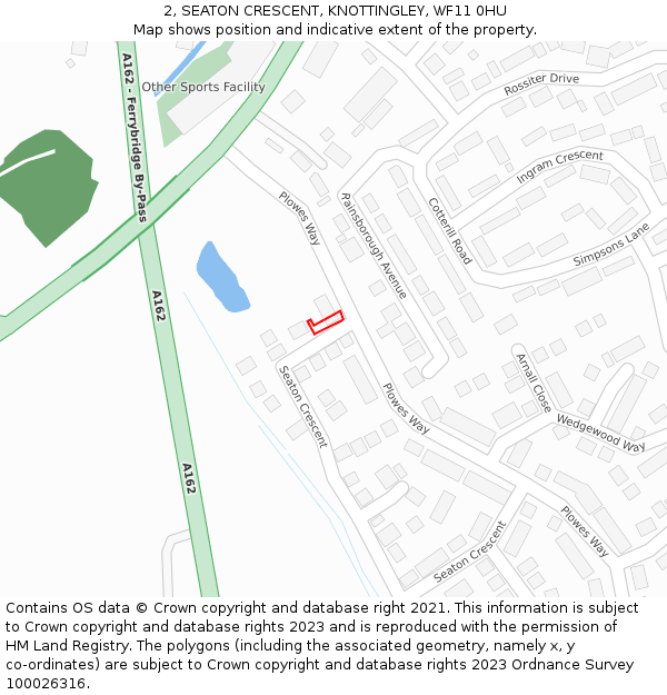 2, SEATON CRESCENT, KNOTTINGLEY, WF11 0HU: Location map and indicative extent of plot