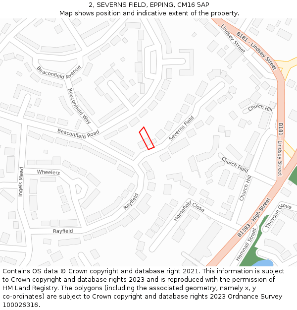 2, SEVERNS FIELD, EPPING, CM16 5AP: Location map and indicative extent of plot