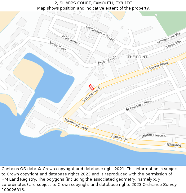 2, SHARPS COURT, EXMOUTH, EX8 1DT: Location map and indicative extent of plot