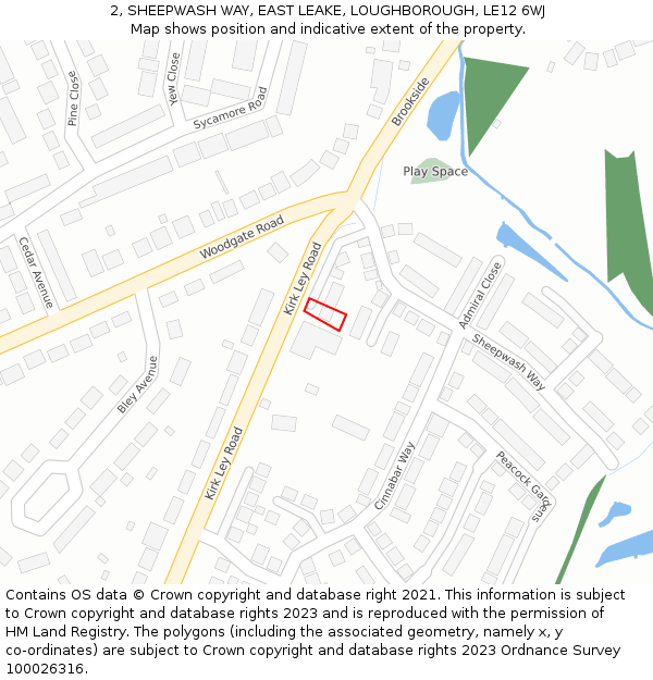 2, SHEEPWASH WAY, EAST LEAKE, LOUGHBOROUGH, LE12 6WJ: Location map and indicative extent of plot