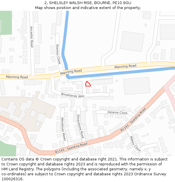 2, SHELSLEY WALSH RISE, BOURNE, PE10 9GU: Location map and indicative extent of plot