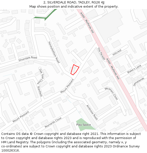 2, SILVERDALE ROAD, TADLEY, RG26 4JJ: Location map and indicative extent of plot