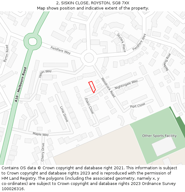 2, SISKIN CLOSE, ROYSTON, SG8 7XX: Location map and indicative extent of plot