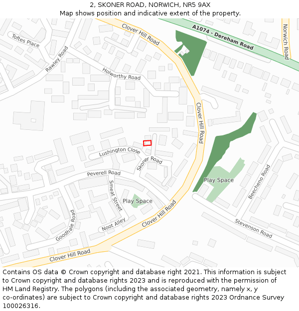 2, SKONER ROAD, NORWICH, NR5 9AX: Location map and indicative extent of plot