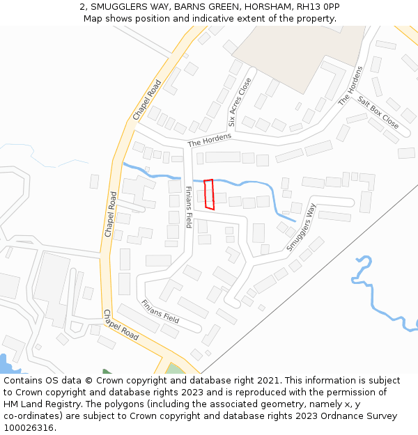 2, SMUGGLERS WAY, BARNS GREEN, HORSHAM, RH13 0PP: Location map and indicative extent of plot