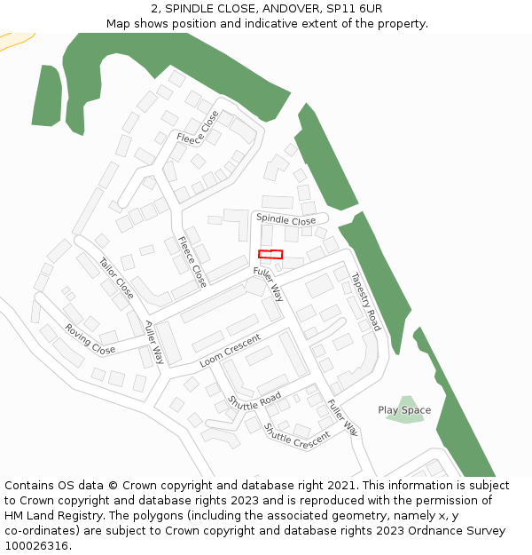 2, SPINDLE CLOSE, ANDOVER, SP11 6UR: Location map and indicative extent of plot