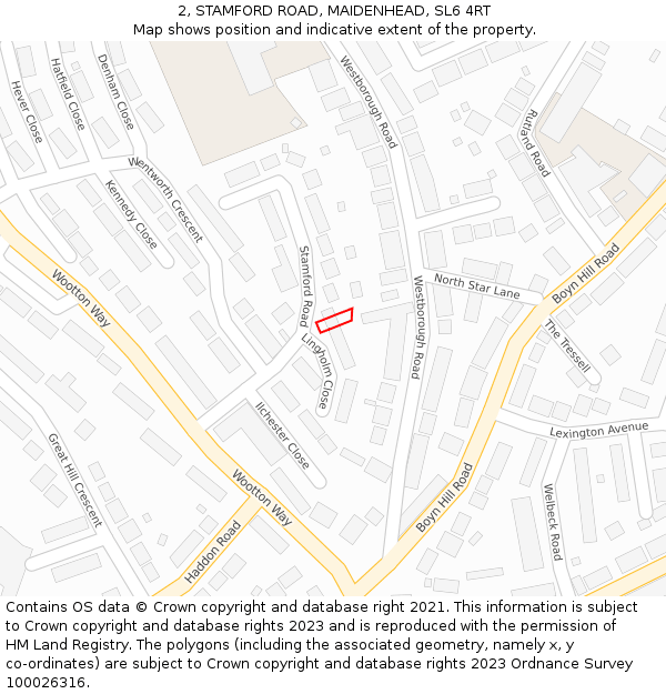 2, STAMFORD ROAD, MAIDENHEAD, SL6 4RT: Location map and indicative extent of plot