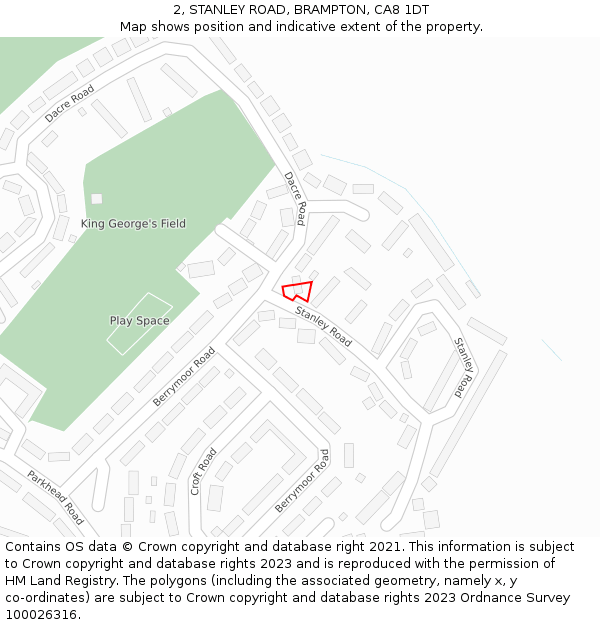 2, STANLEY ROAD, BRAMPTON, CA8 1DT: Location map and indicative extent of plot