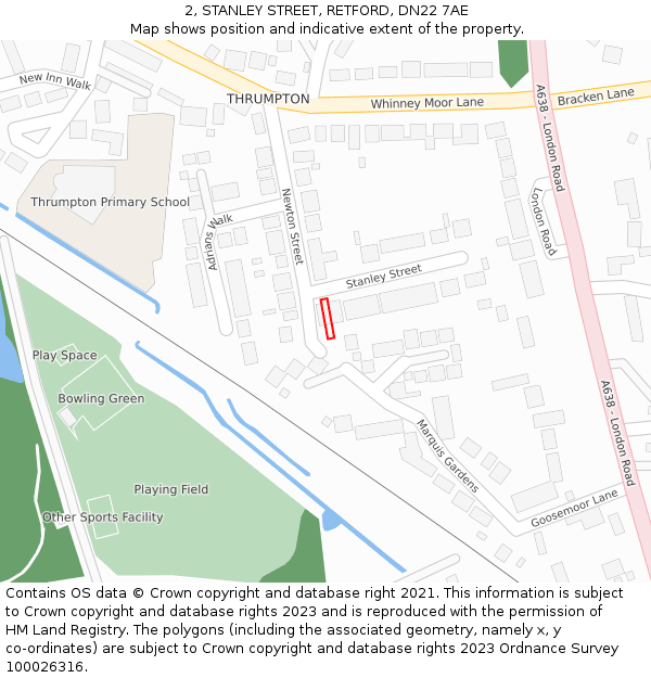 2, STANLEY STREET, RETFORD, DN22 7AE: Location map and indicative extent of plot
