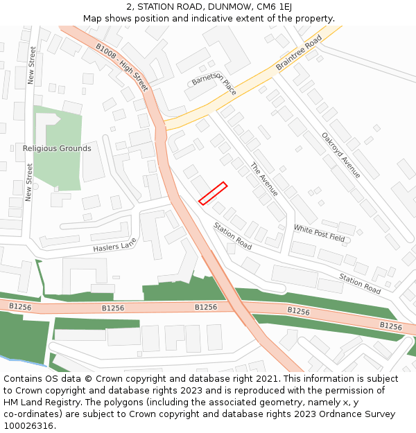 2, STATION ROAD, DUNMOW, CM6 1EJ: Location map and indicative extent of plot
