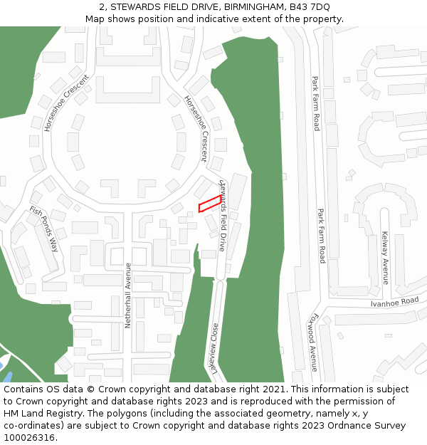 2, STEWARDS FIELD DRIVE, BIRMINGHAM, B43 7DQ: Location map and indicative extent of plot