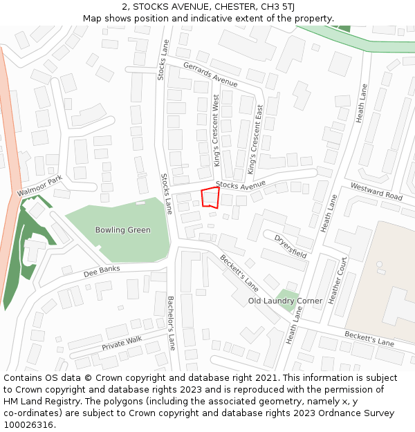 2, STOCKS AVENUE, CHESTER, CH3 5TJ: Location map and indicative extent of plot