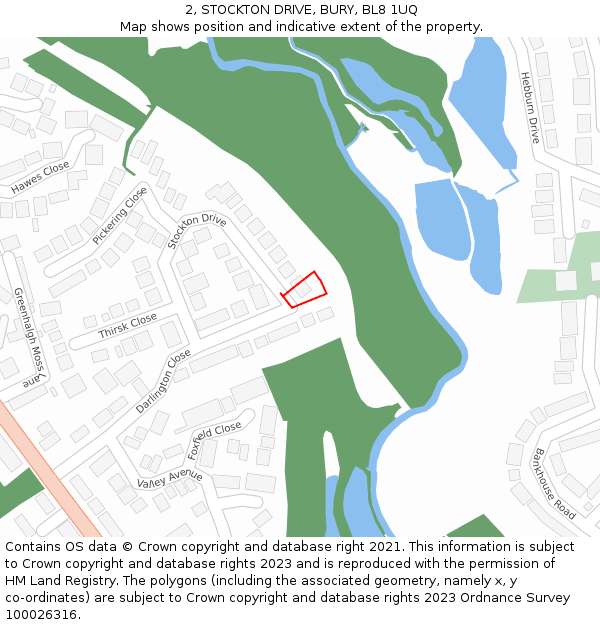 2, STOCKTON DRIVE, BURY, BL8 1UQ: Location map and indicative extent of plot