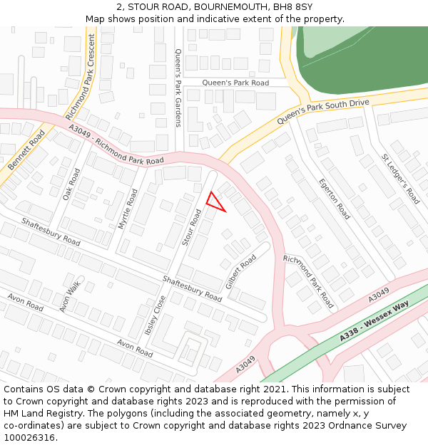 2, STOUR ROAD, BOURNEMOUTH, BH8 8SY: Location map and indicative extent of plot