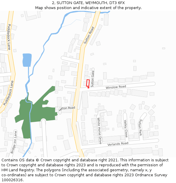 2, SUTTON GATE, WEYMOUTH, DT3 6FX: Location map and indicative extent of plot