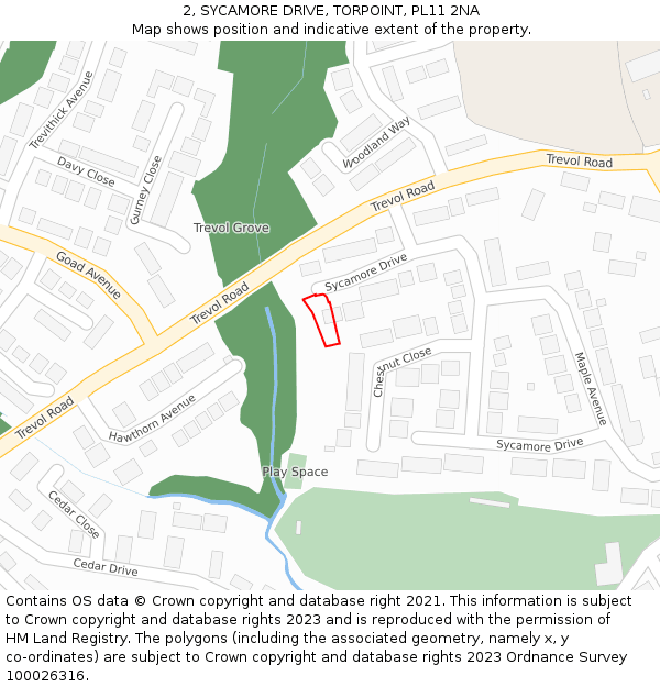 2, SYCAMORE DRIVE, TORPOINT, PL11 2NA: Location map and indicative extent of plot