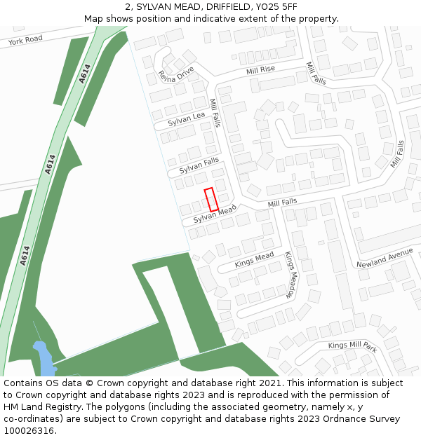 2, SYLVAN MEAD, DRIFFIELD, YO25 5FF: Location map and indicative extent of plot