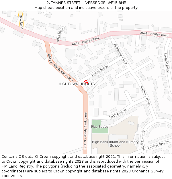 2, TANNER STREET, LIVERSEDGE, WF15 8HB: Location map and indicative extent of plot