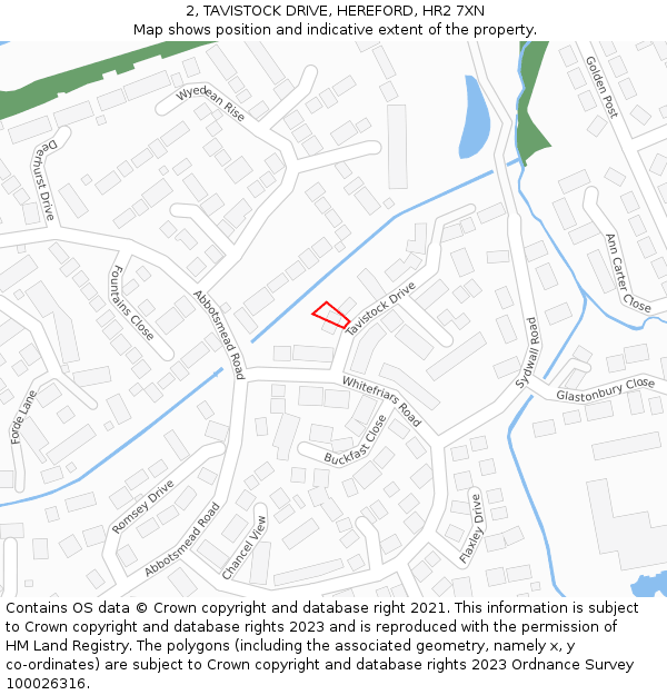 2, TAVISTOCK DRIVE, HEREFORD, HR2 7XN: Location map and indicative extent of plot